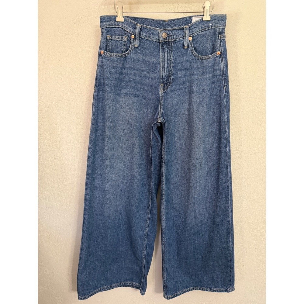 Gap Baggy Mid Rise Jeans Medium Indigo Wide Leg Tencel Blend 27 4